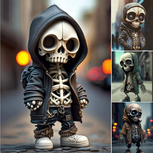 Resin Cool Skeleton Figures Halloween Skeleton Figurine Skull Horrible Ornaments Car Instrument Panel Desk Decoration acacuss