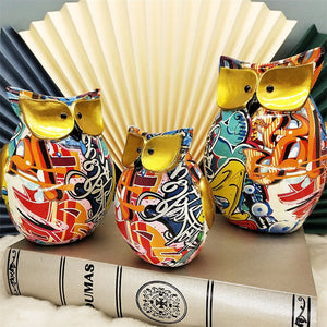 Resin Cute Owl Statue Creative Animal Figurines for Interior Balcony Office Ornaments Living Room Desktop Decoration Home Decor acacuss