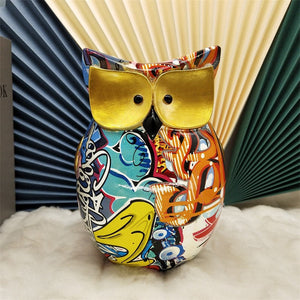 Resin Cute Owl Statue Creative Animal Figurines for Interior Balcony Office Ornaments Living Room Desktop Decoration Home Decor acacuss