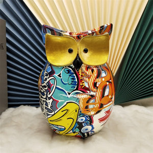 Resin Cute Owl Statue Creative Animal Figurines for Interior Balcony Office Ornaments Living Room Desktop Decoration Home Decor acacuss
