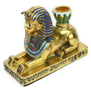Resin Figurines Candleholder Retro Ancient Egyptian Goddess Sphinx Anubis Shape Candlestick Crafts Home Decorative Ornaments acacuss