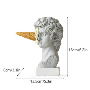 Resin Horse Head with Ice Cream Statue Figurines Classic Roman Greek Sculpture Interior Modern Art Ornament Decortion acacuss