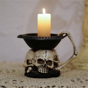 Resin Skull Candlesticks Skull Ornaments Resin Holder Candle Halloween Resin Skull Candle Holder Halloween Dining Table Decor acacuss