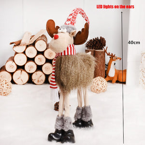 Retractable Xmas Reindeer Doll christmas decoration Navidad Figurine New Year Elk Toys Kid Xmas Gift Christmas tree Ornaments acacuss