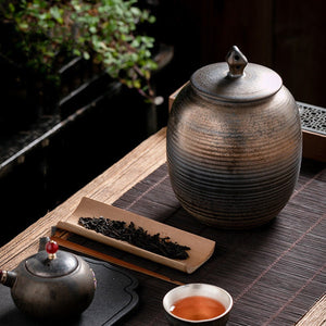 ACACUSS Retro Ceramic Large Tea Containers Pot Sealed Storage Tank for Tea & Coffee | Retro Stoneware | Ceramic Airtight pot Gong Fu - ACACUSS