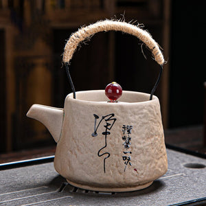 Retro Japanese Kungfu teapot ceramic tea set coarse ceramic beam teapot single pot convenient teapot wholesale acacuss