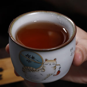Retro Ru Kiln Ceramic Teacup Coffee Cup Handmade Tea Bowl Chinese Tea Set Accessories Master Teacup Drinkware Supplies 100ml acacuss