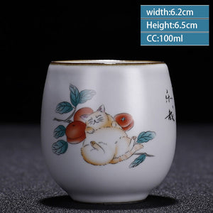 Retro Ru Kiln Ceramic Teacup Coffee Cup Handmade Tea Bowl Chinese Tea Set Accessories Master Teacup Drinkware Supplies 100ml acacuss
