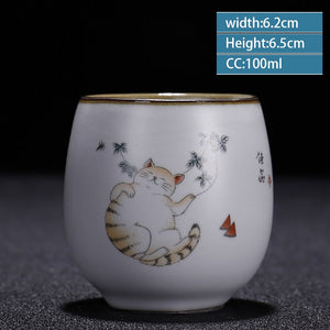 Retro Ru Kiln Ceramic Teacup Coffee Cup Handmade Tea Bowl Chinese Tea Set Accessories Master Teacup Drinkware Supplies 100ml acacuss