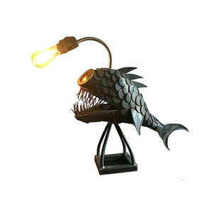 Retro Table Lamp Angler Fish Light with Flexible Lamp Head Artistic Table Lamps for Home Bar Cafe Home Art Decorative Ornaments acacuss