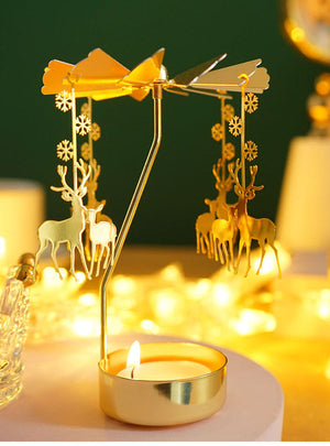2023 Romantic Rotating Candlesticks Rotation Spinning Carrousel Tea Light Candle Holder Dinner Christmas Party Decoration acacuss