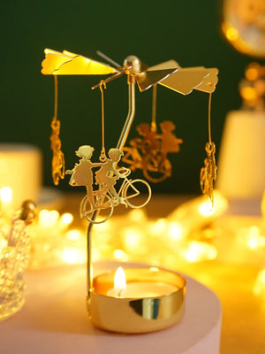 2023 Romantic Rotating Candlesticks Rotation Spinning Carrousel Tea Light Candle Holder Dinner Christmas Party Decoration acacuss