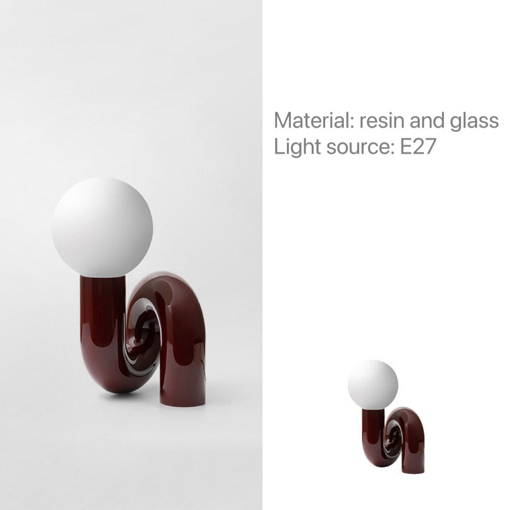 Lámpara de mesa de diseño moderna para el dormitorio Decoración de la entrada de la entrada del dormitorio Descripción lateral Bola de vidrio ligero decoración del interior del hogar
