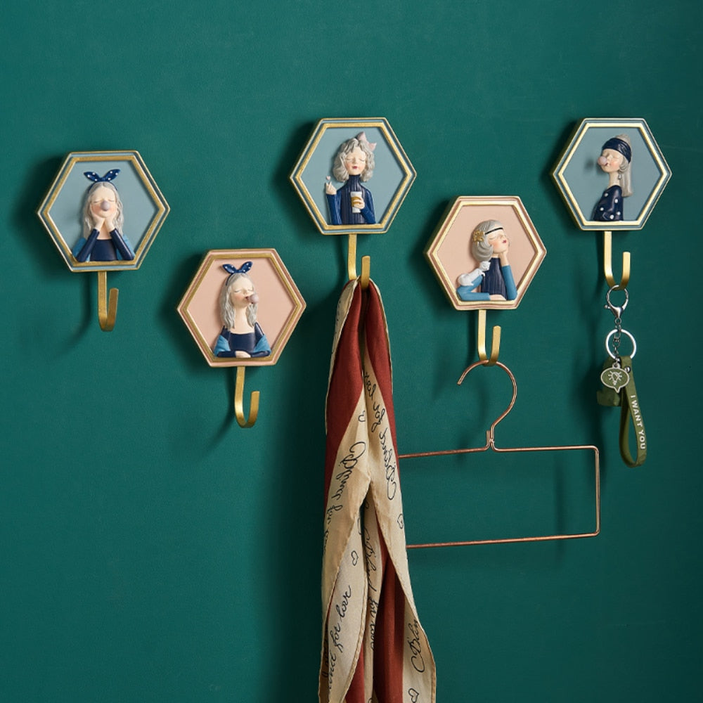 Mädchen Rack Wand Hängen Dekor Nordic Exquisite Harz Mantel Haken Hause Cartoon Minimalistischen Badezimmer Zubehör Kleiderbügel Dekoration