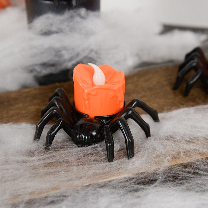 Halloween-Dekorationen, LED-Kerzenlicht, Kunststoff-Spinnen-Kürbis-Lampe für Zuhause, Bar, Spukhaus, Halloween-Party-Dekoration, Horror-Requisiten