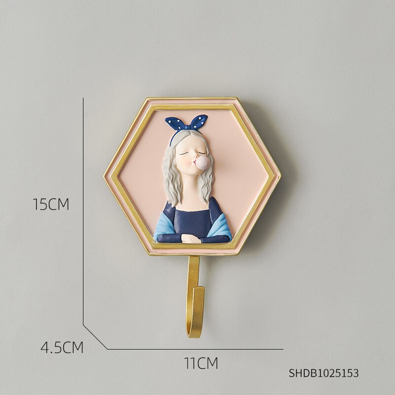 Mädchen Rack Wand Hängen Dekor Nordic Exquisite Harz Mantel Haken Hause Cartoon Minimalistischen Badezimmer Zubehör Kleiderbügel Dekoration