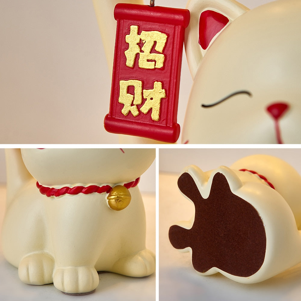 Moderne Heimdekoration, Glückskatzen-Tablett, kreative Raumdekoration, Maneki-Neko-Skulptur und Figuren, Innenkunst, Skulpturenhandwerk