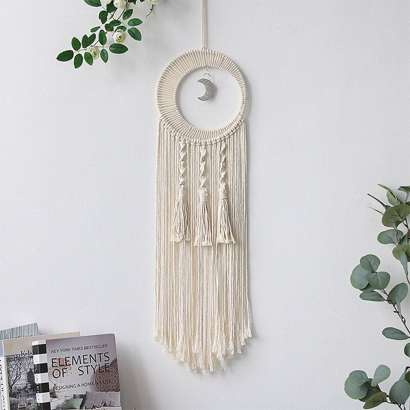 Makramee-Traumfänger, großer Wandbehang, Heimdekoration, Traumfänger, Baumwollseil, Quaste, gewebt, böhmische Wandbehang, Raumdekoration