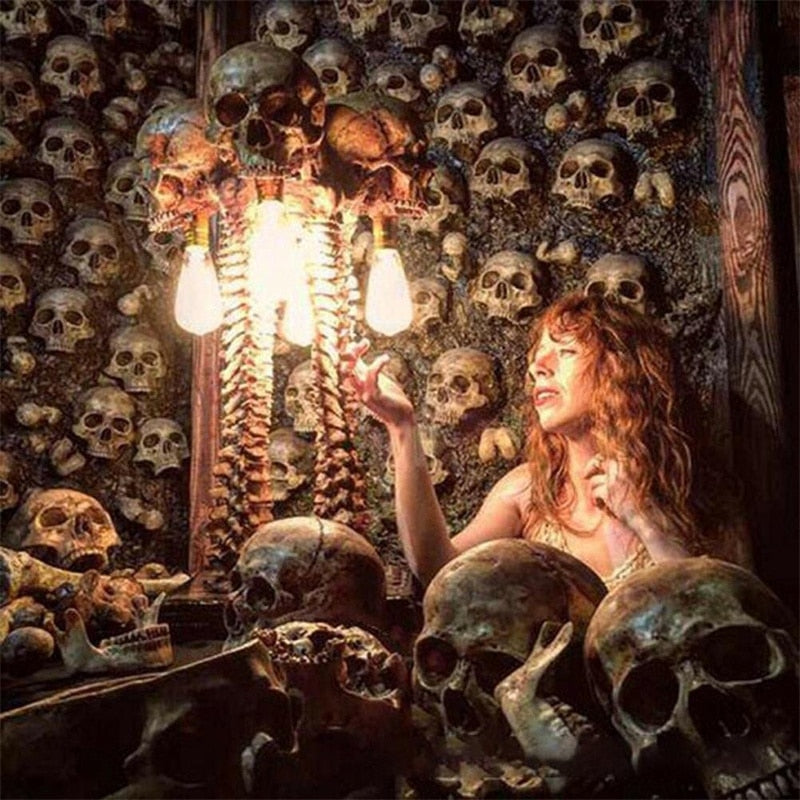 Halloween Schädel Skelett Lampe Horror 3D Statue Neue Tisch Licht Kreative Party Ornament Prop Hause Schlafzimmer Dekoration Gruselige Requisiten