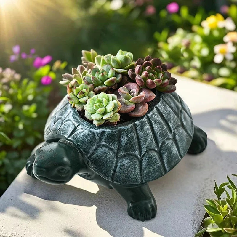 turtle succulent pot Creative Cartoon Animal Succulent Flowerpot Cute Resin Turtle Artwork – acacuss