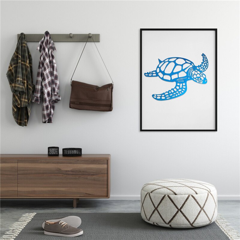 Metall Meeresschildkröte Ornament Strand Thema Dekor Wandkunst Dekorationen Wandbehang für Innen Wohnzimmer Dekor Wand Dekor Figuren