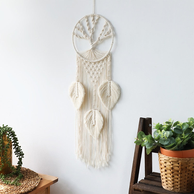 Makramee-Traumfänger, großer Wandbehang, Heimdekoration, Traumfänger, Baumwollseil, Quaste, gewebt, böhmische Wandbehang, Raumdekoration
