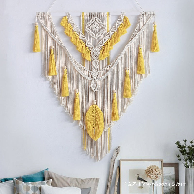Nordic Bohemian Makramee Wandbehang Quaste Boho Tapisserie Handgewebte Für Wohnkultur Wohnzimmer Schlafzimmer Zimmer Haus Dekoration
