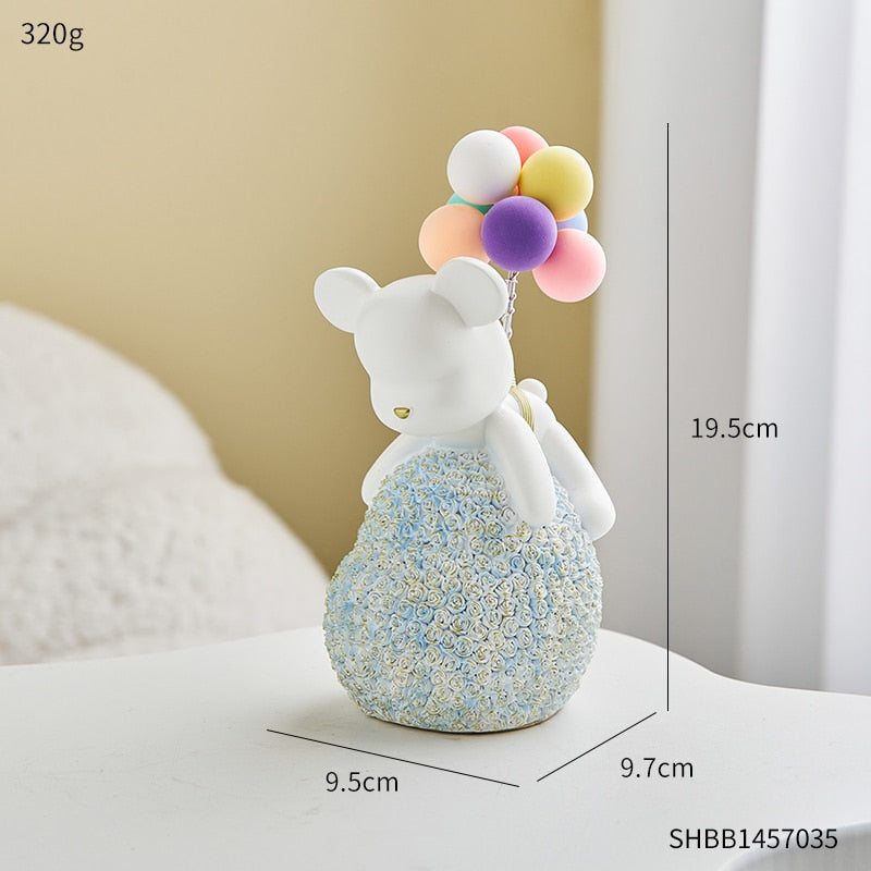 Moderne Stil Nordic Hause Kawaii Ballon Bär Figuren Harz Ornament Büro Schreibtisch Skulptur Zubehör Wohnzimmer Statue Dekor