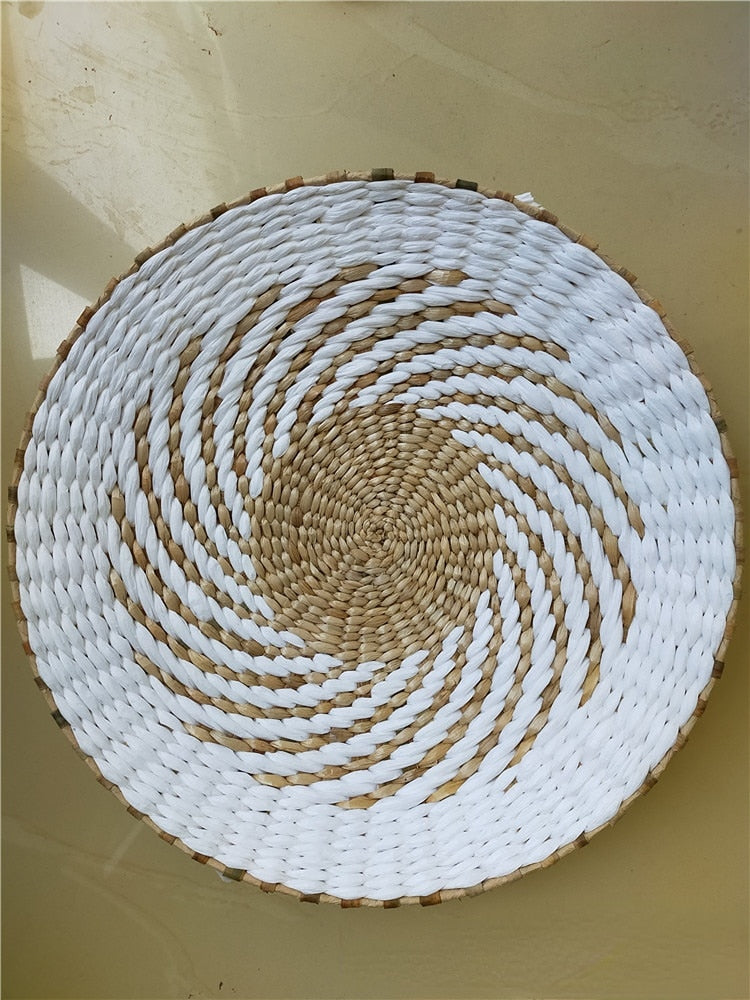 Wandteller aus Stroh im marokkanischen Stil, Hintergrunddekoration, Ethno-Stil, Wandbehang, Schlafzimmer, Sofa, Nachttisch, Heimdeko, 30 x 30 cm