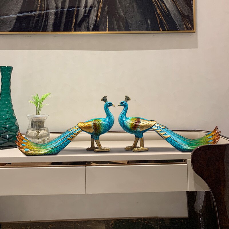 Einfaches Wohnzimmer TV-Schrank Emaille Pfau Dekoration Weinschrank Eingang kreative Dekoration Licht Luxus Zuhause Geschenke