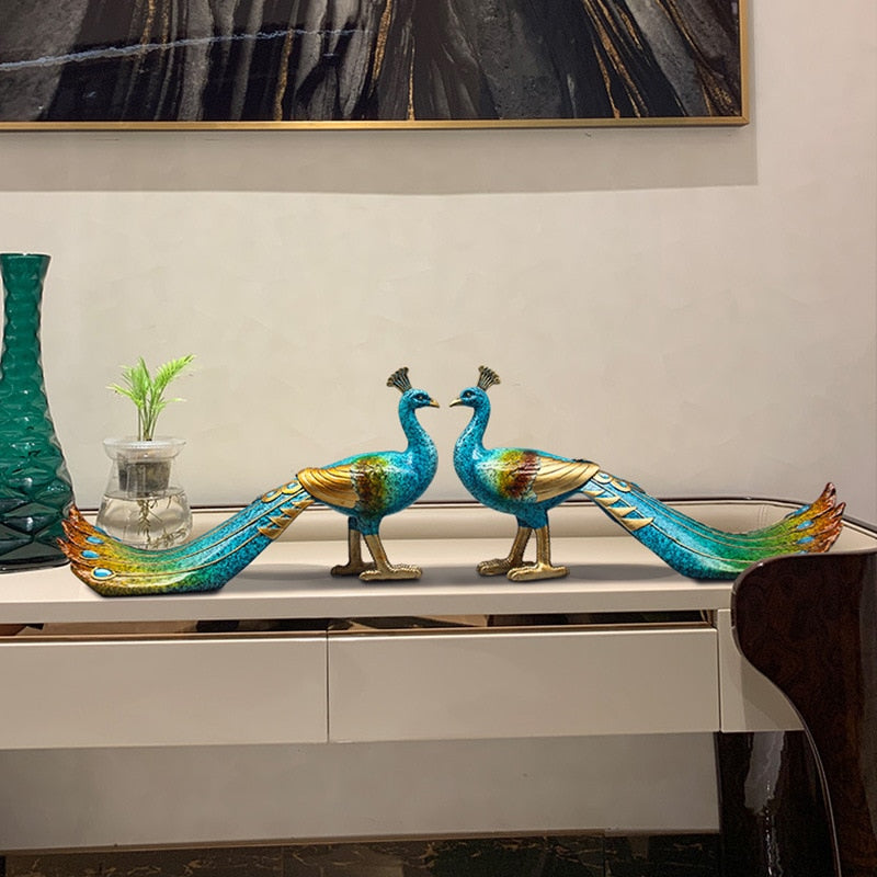 Einfaches Wohnzimmer TV-Schrank Emaille Pfau Dekoration Weinschrank Eingang kreative Dekoration Licht Luxus Zuhause Geschenke