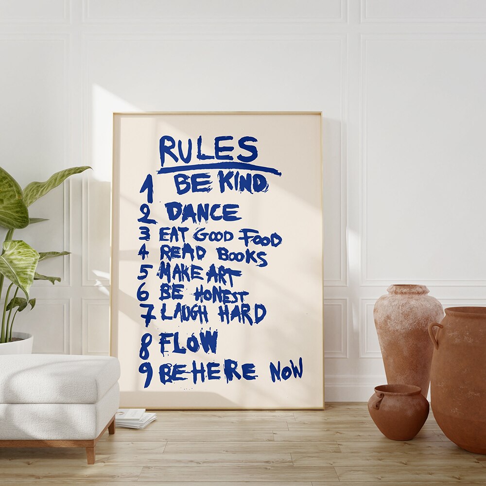 Retro moderne Regeln Zitat trendige Gast Scheck Geschenk Wand Kunst Leinwand Malerei Poster abstrakte Druck für Wohnzimmer Wohnheim Zimmer Home Decor