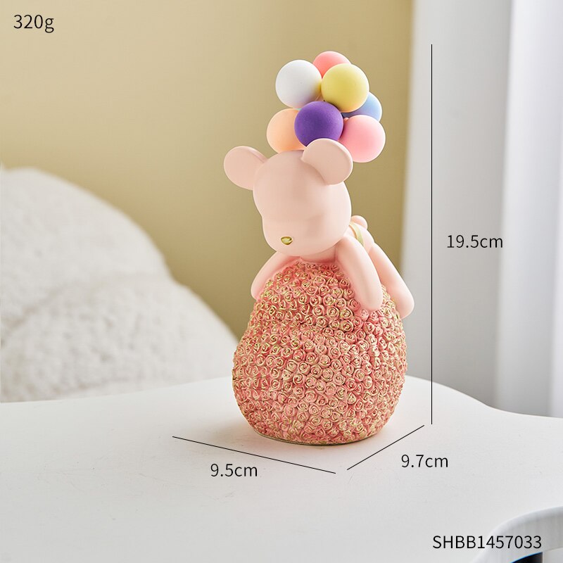 Moderne Stil Nordic Hause Kawaii Ballon Bär Figuren Harz Ornament Büro Schreibtisch Skulptur Zubehör Wohnzimmer Statue Dekor