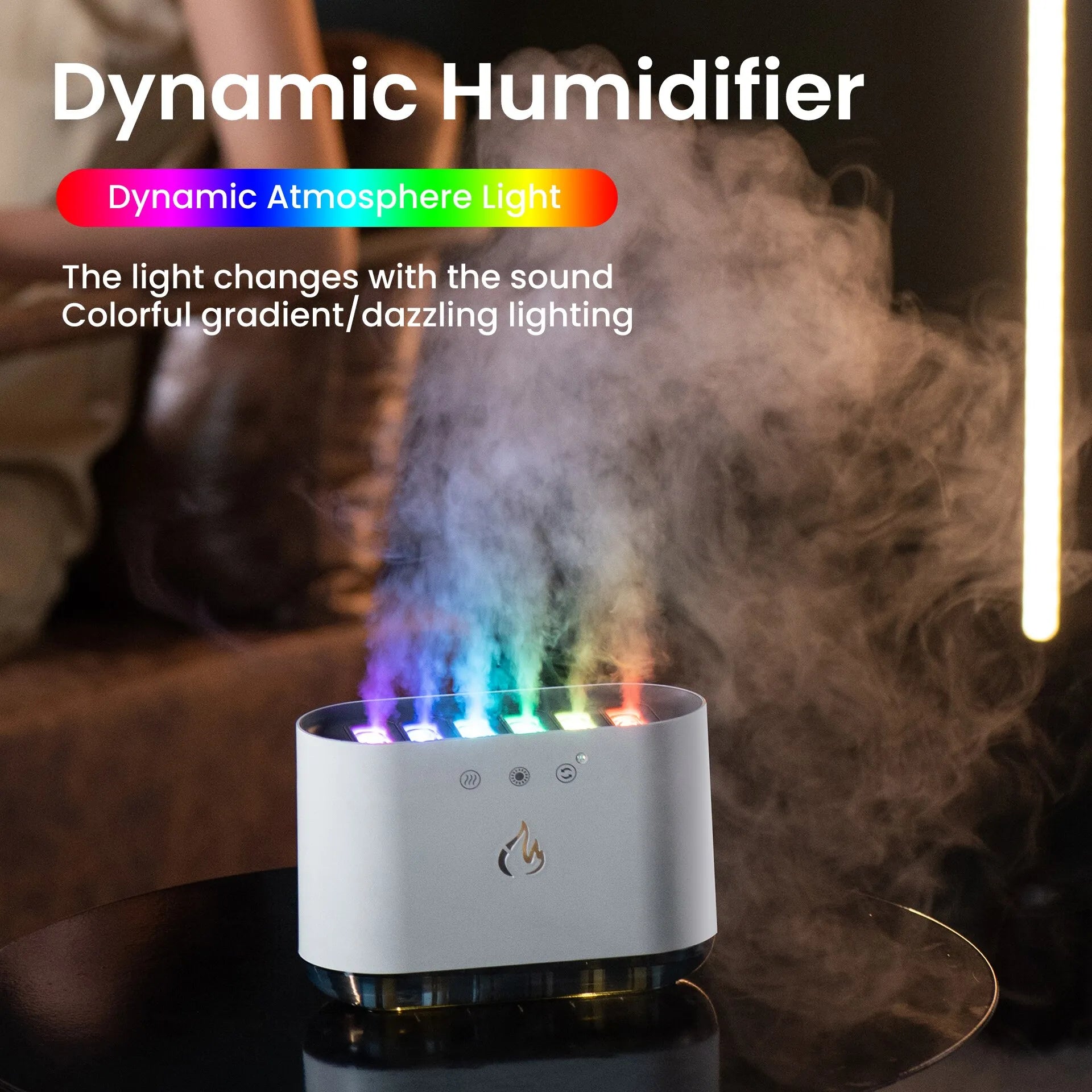 Flame Air Humidifier For Home, Essential Oils Diffuser With