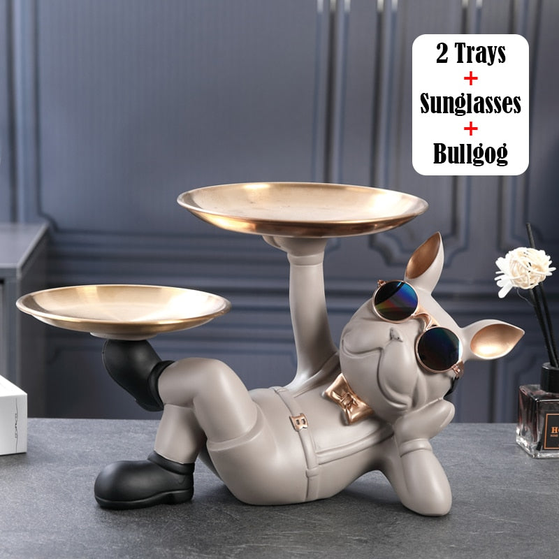 Hundestatue aus Kunstharz, Wohnzimmer-Dekoration, Hundeskulptur, Tischtablett, Ornamente, französische Bulldogge, Figur für Zuhause, Inneneinrichtung, Schreibtischdekoration
