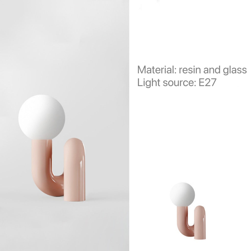 Lámpara de mesa de diseño moderna para el dormitorio Decoración de la entrada de la entrada del dormitorio Descripción lateral Bola de vidrio ligero decoración del interior del hogar