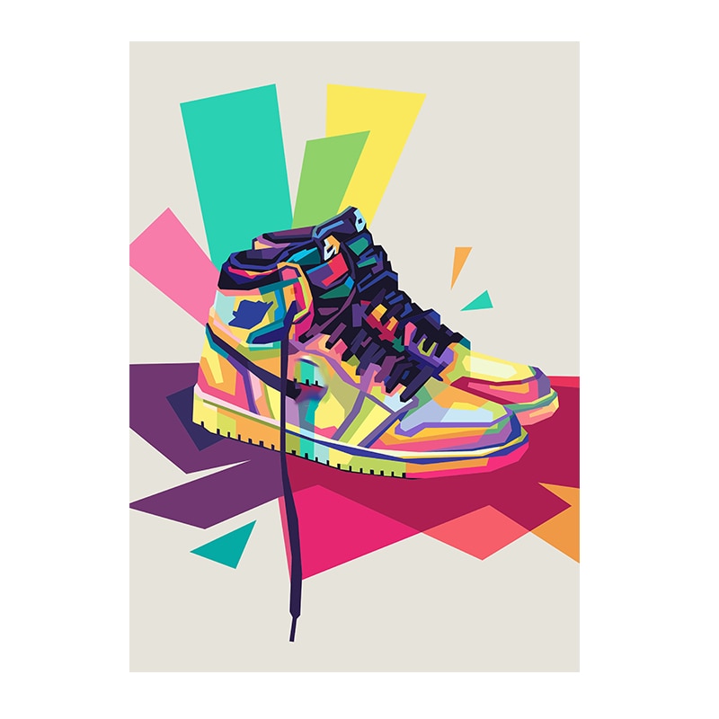 Straßen-Graffiti-Kunst, modische Turnschuhe, Poster, Leinwandgemälde und Drucke, moderne Wandkunst, Bilder für Wohnzimmer, Heimdekoration