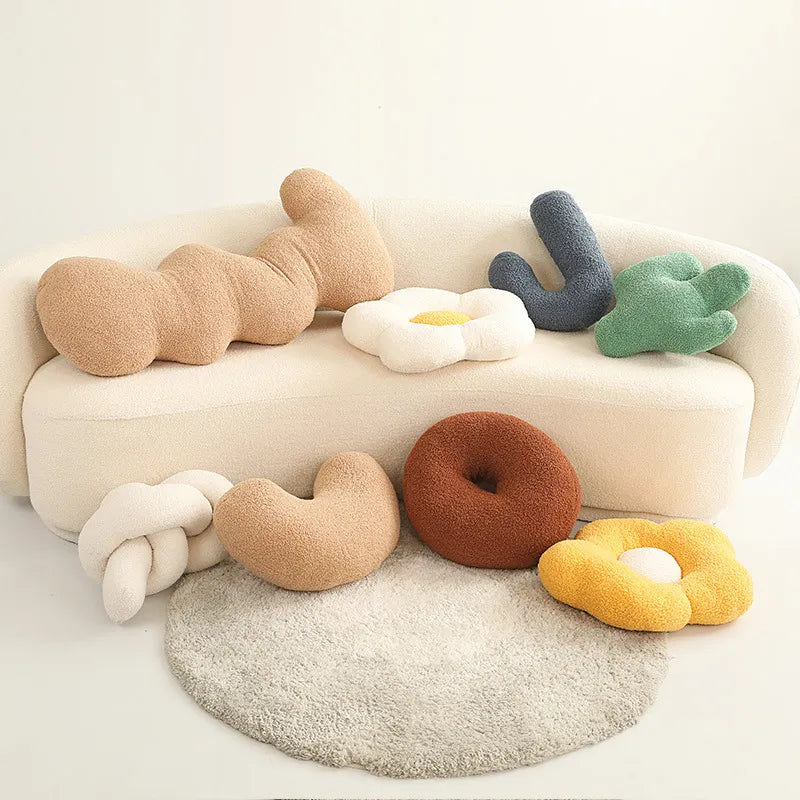 Nordic Style Flower Knot Plush Seat Cushions Pillow Toy Soft
