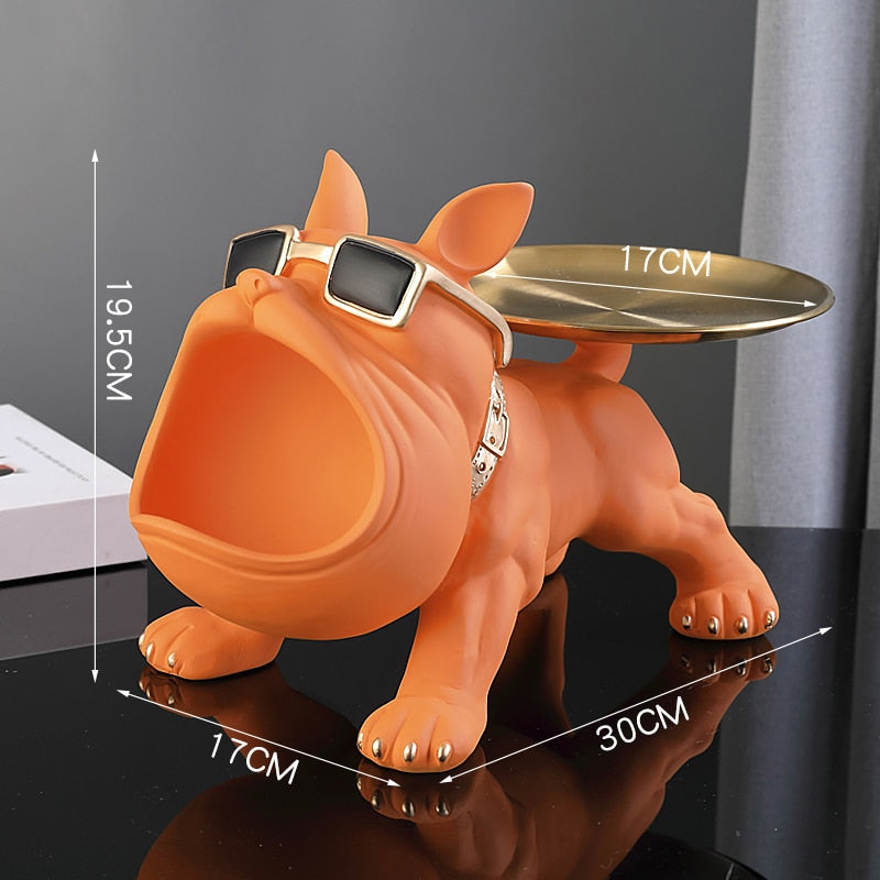 Hundestatue aus Kunstharz, Wohnzimmer-Dekoration, Hundeskulptur, Tischtablett, Ornamente, französische Bulldogge, Figur für Zuhause, Inneneinrichtung, Schreibtischdekoration