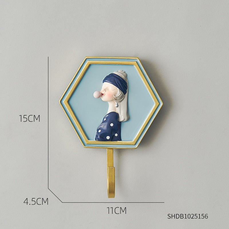 Mädchen Rack Wand Hängen Dekor Nordic Exquisite Harz Mantel Haken Hause Cartoon Minimalistischen Badezimmer Zubehör Kleiderbügel Dekoration