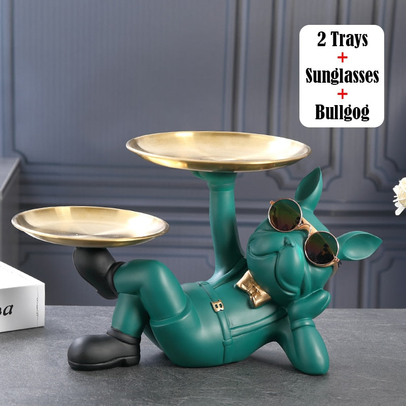 Hundestatue aus Kunstharz, Wohnzimmer-Dekoration, Hundeskulptur, Tischtablett, Ornamente, französische Bulldogge, Figur für Zuhause, Inneneinrichtung, Schreibtischdekoration
