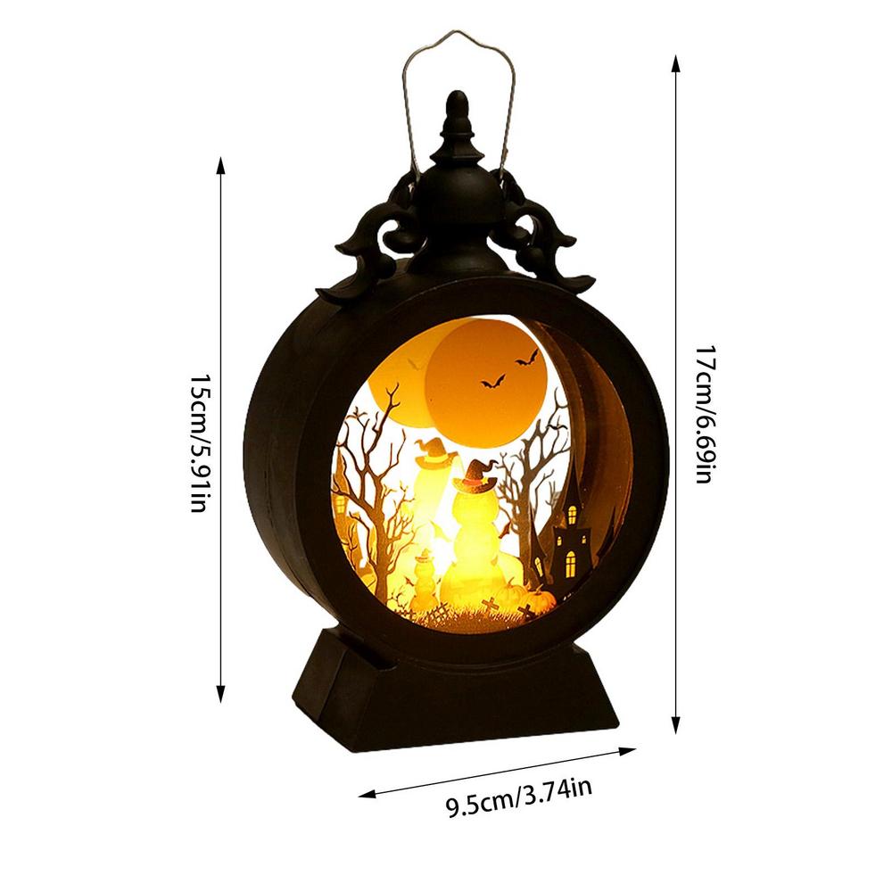 Halloween-Hexe-Kürbis-Laterne, tragbare LED-Vintage-Schlosslaterne für Tischdekoration, Fenster, Wände, Dekoration