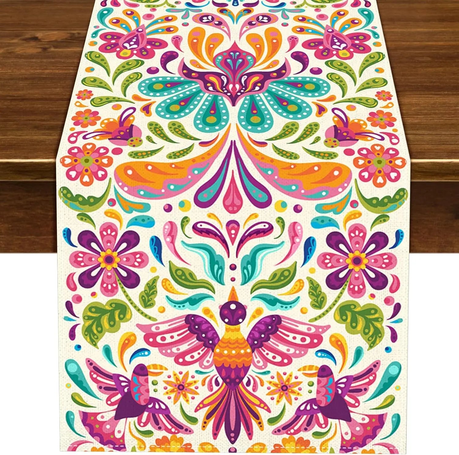 Mexican Day of The DeadLinen Table Runners Dresser Scarf Mexico Dia de Los Muertos Table Runner for Kitchen Dining Table Decor