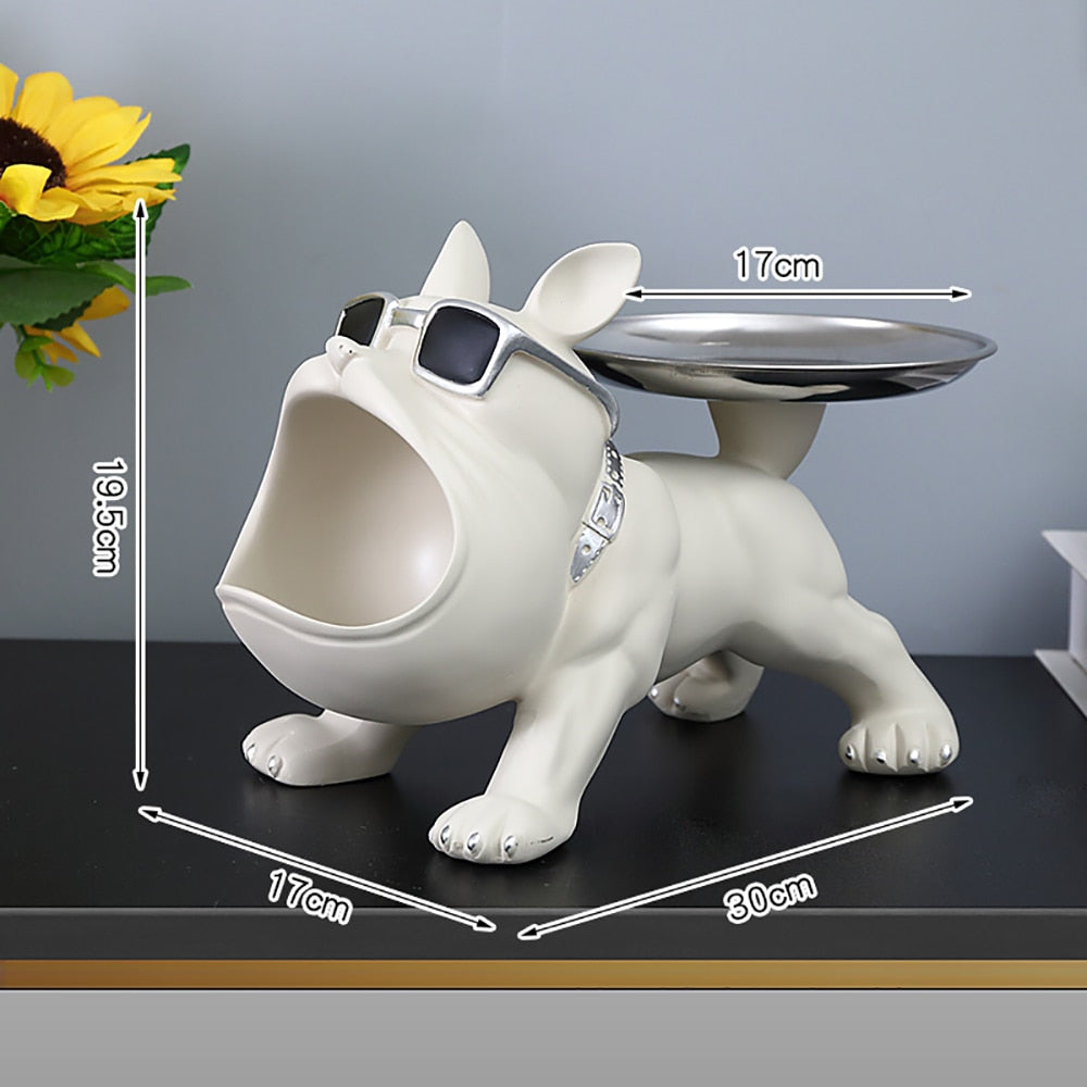 Hundestatue aus Kunstharz, Wohnzimmer-Dekoration, Hundeskulptur, Tischtablett, Ornamente, französische Bulldogge, Figur für Zuhause, Inneneinrichtung, Schreibtischdekoration
