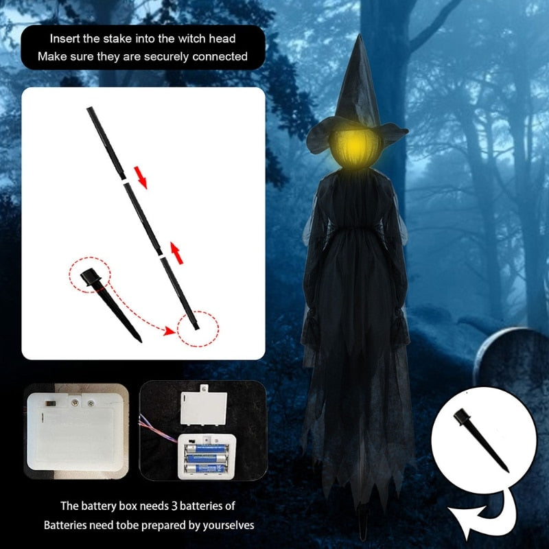Halloween-Dekorationen für den Außenbereich, groß, leuchtend, Händchen haltend, schreiende Hexen P15F