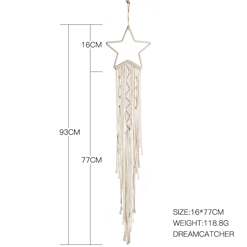 Mond und Stern Makramee Wandbehang Wandteppich Boho Wanddekoration Makramee Deko Pared Handarbeit Kinder Mädchen Zimmer Dekoration Geschenk 48h