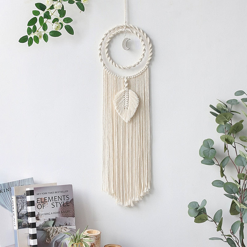 Makramee-Traumfänger, großer Wandbehang, Heimdekoration, Traumfänger, Baumwollseil, Quaste, gewebt, böhmische Wandbehang, Raumdekoration