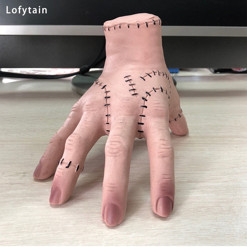 Lofytain Halloween Horror Wednesday Hand from Addams Family Cosplay Latex تمثال المنزل ديكور الحرف Parts Party