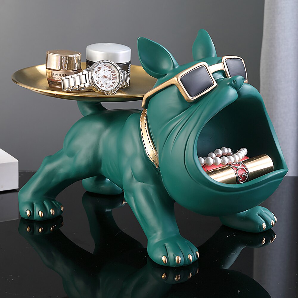 Hundestatue aus Kunstharz, Wohnzimmer-Dekoration, Hundeskulptur, Tischtablett, Ornamente, französische Bulldogge, Figur für Zuhause, Inneneinrichtung, Schreibtischdekoration