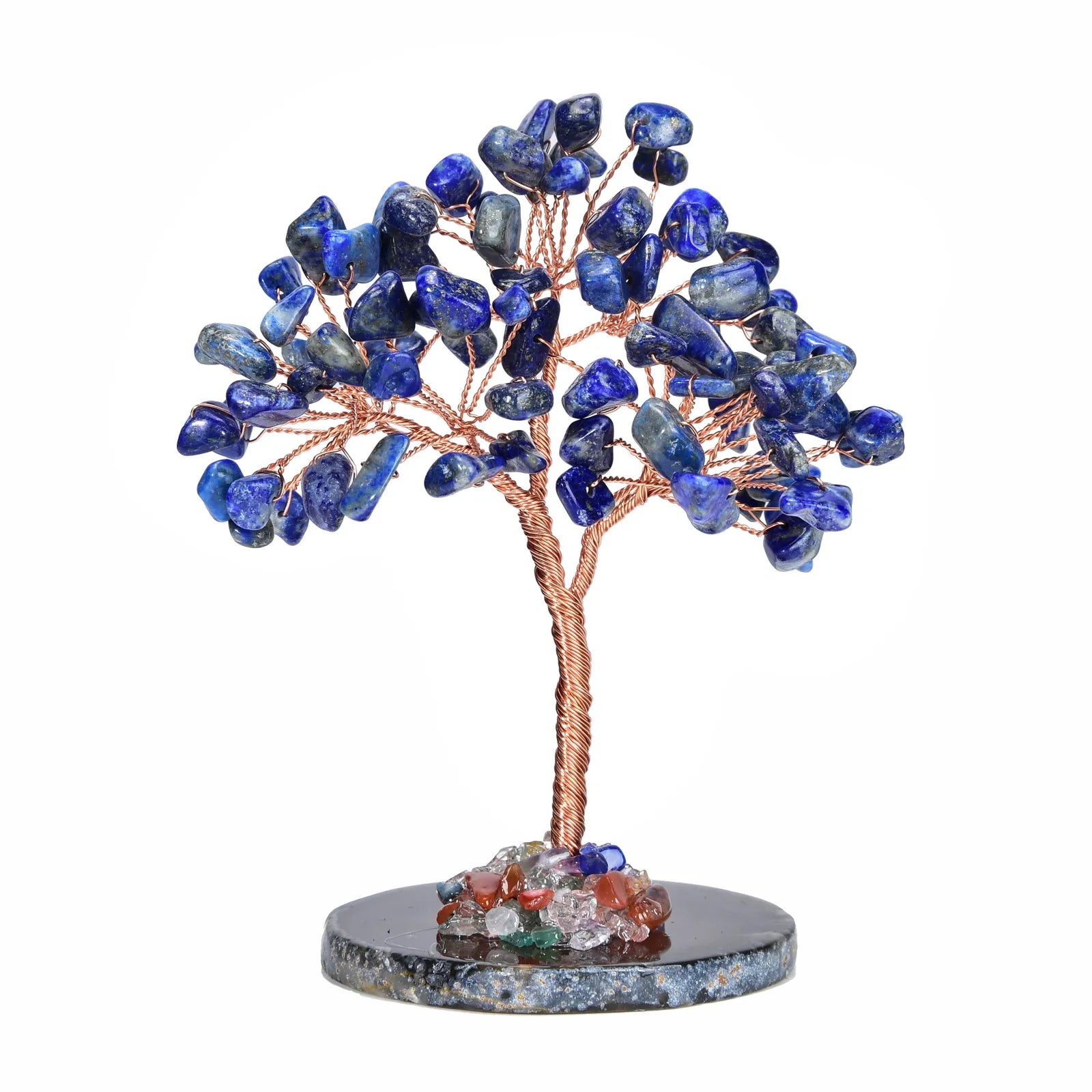 Lucky Crystal Tree Random Stone Base Natural Lapis Lazuli Money Tree for Positive Energy Crystal Tree Home Office Decoration